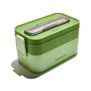 Muitomas LUNCHBOXLGN Lunch Box 1700ml con Due Contenitori Ermetici e Posate Inclusi colore Verde Salvia