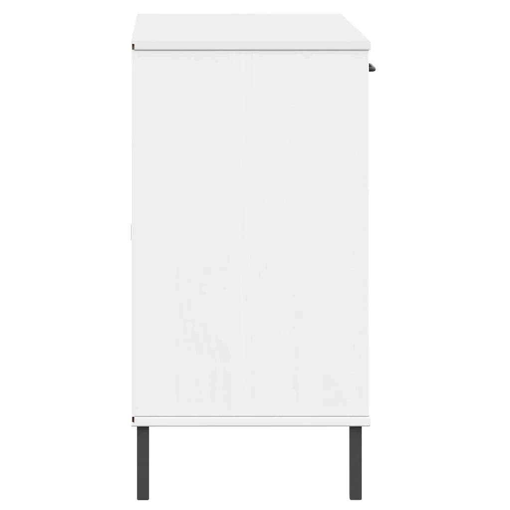 Buffet credenza cassettiera mobiletto mobile contenitore organizer per cucina soggiorno salotto con gambe in metallo 113 x 40 x 77 cm legno massello bianco 02_0030093