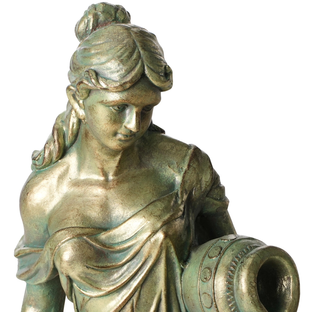 Statuetta decorativa in ferro a forma di donna con anfora verde Decorazione per interni ed esterni Soggiorno