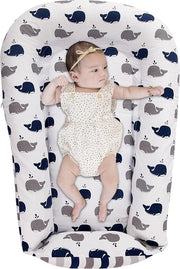 Nido per bambini, cuscino per neonati, 2 facce, nido per neonati e bambini nuovamente nati, 100% cotone, adatto per uso domestico, 60 x 90 cm, piccolo delfino