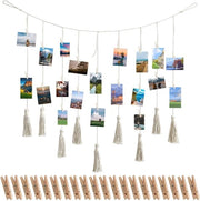 Fotowand 100 x 70 cm - Fotolijn con Viti in Legno - Decorazione per Parete - Supporto per Cartoline - Unico Design