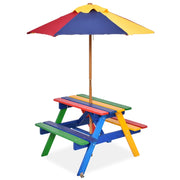 Set da giardino con tavolo e panche per bambini 79 x 71 x 52,5 cm con tettoia rimovibile stile colorato in legno di abete 20_0019408
