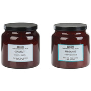 Set di 2 candele profumate multicolore 100% cera di soia stoppino di cotone vetro alimentare fragranza fresca bergamotto/cocco