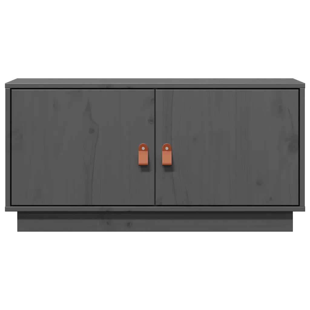 Mobile Porta TV Grigio 80x34x40 cm in Legno Massello di Pino 818232