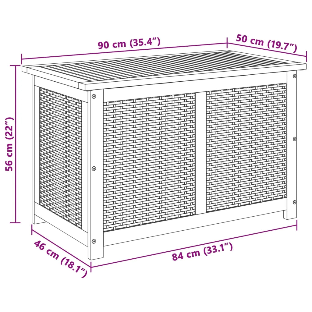Scatola di Stoccaggio per Giardino 185 L 90 x 50 x 56 cm Beige 42002719