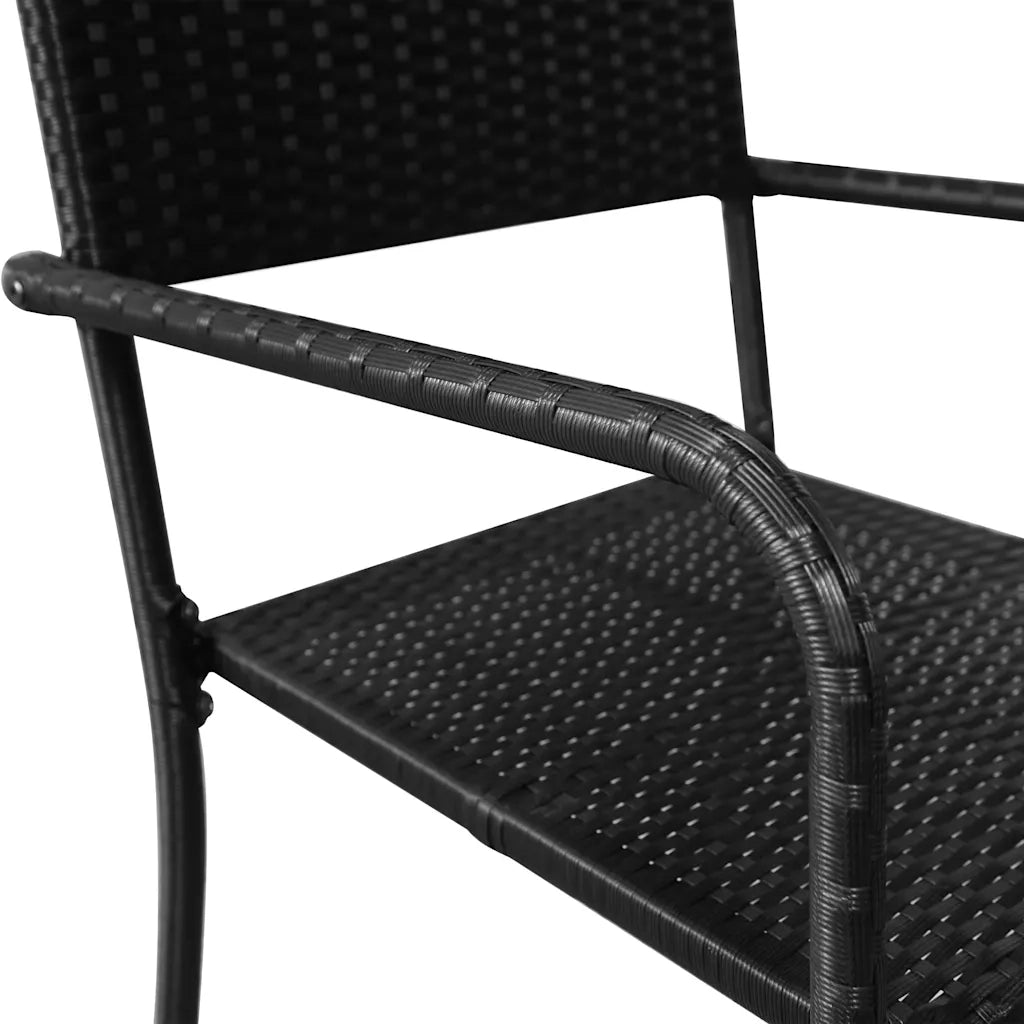 Sedie da Pranzo da Giardino 4pz Impilabili Nere in Polyrattan 318720