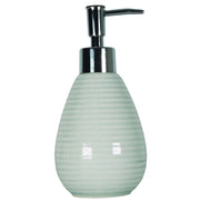 Trade Shop - Portasapone Porta Sapone Cilindrico Bianco  10334 Trama Righe Ceramica Sapone -