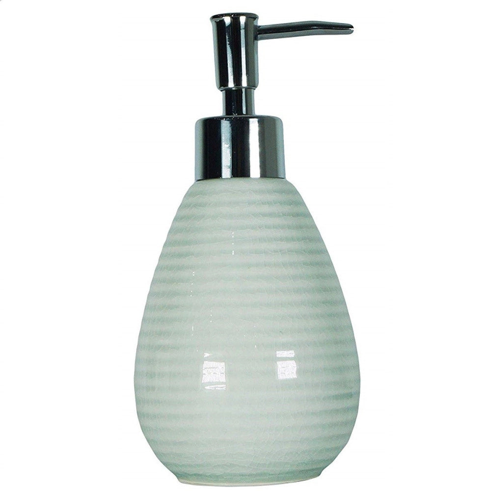 Trade Shop - Portasapone Porta Sapone Cilindrico Bianco  10334 Trama Righe Ceramica Sapone -