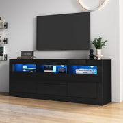 Mobile TV lucido nero 160¡Á35¡Á60 cm con 3 vani aperti, 2 ante, 2 cassetti e LED Bluetooth