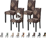 Housse per sedie acqua resistenti (4 pezzi), schienale alto regolabile housses per sedie da tavolo, housses per sedie da cucina in tessuto allungabile lavabile (4 pezzi, classico nero)