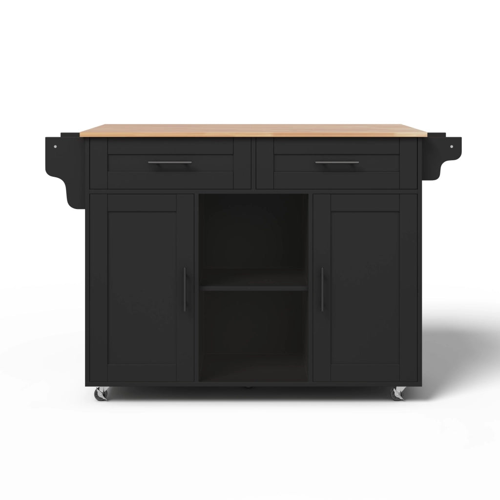 Isola Cucina Multifunzionale con Piano Pieghevole ¨C MINIMAL ¨C 145x45x94,5 cm, Ripiani, Rotelle