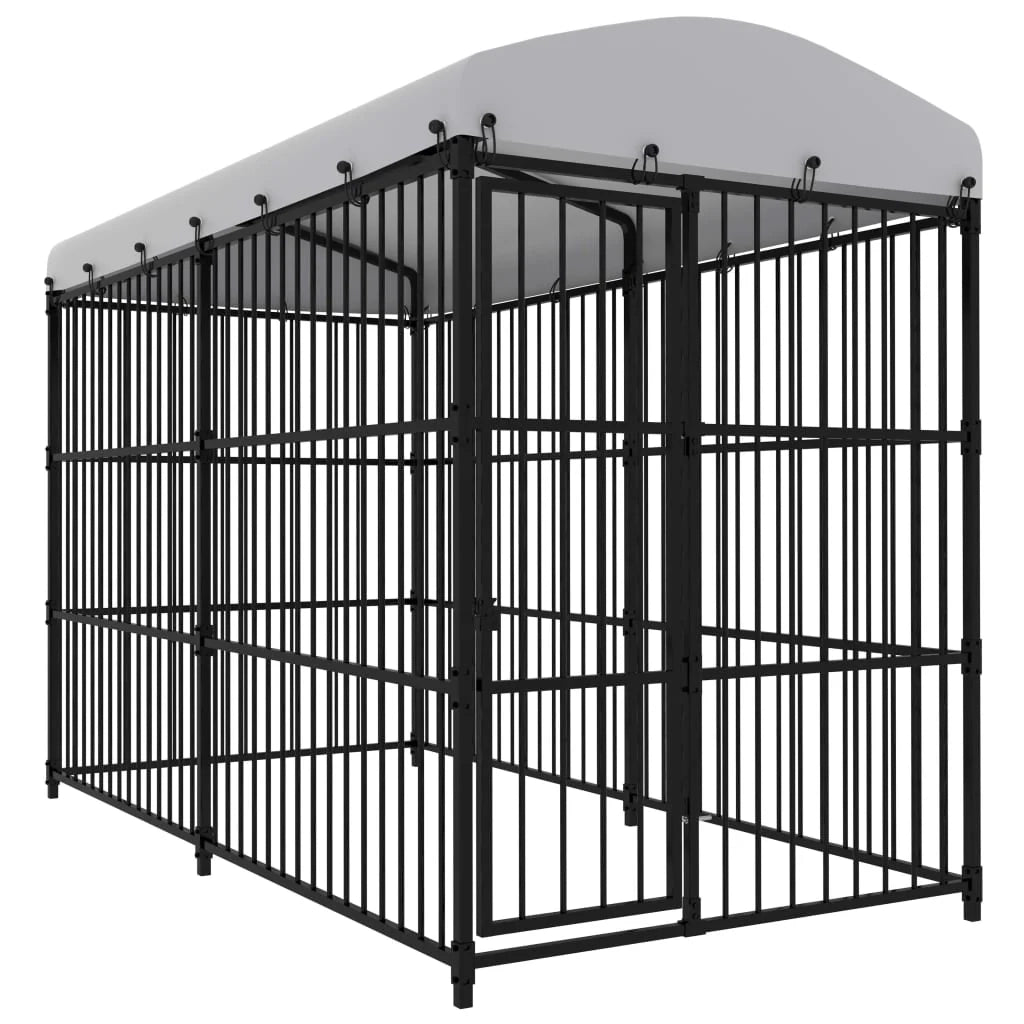 Cuccia/gabbia/recinto per animali domestici da esterno con tetto per cani 300 x 150 x 210 cm nero 02_0041728