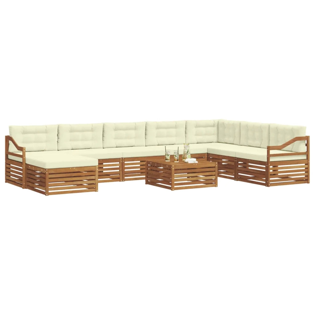 Set di divani da esterno con cuscino 9 pcs Naturale e Crema 3373995