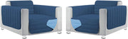 Coppia Set 2 Pezzi Copripoltrona Universale Imbottito Morbido Double Face Elegante Blu