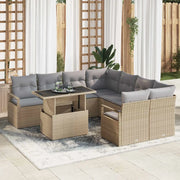 Set Divano da Giardino 9 pcs Beige e Grigio Chiaro polyrattan 3348796