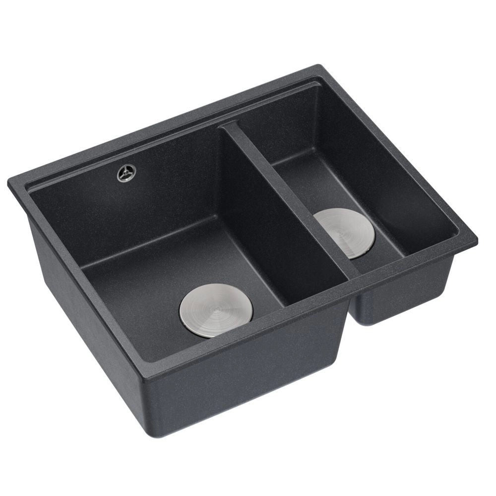 Lavello In Granito Logan 150 Black Metallic Tappo acciaio