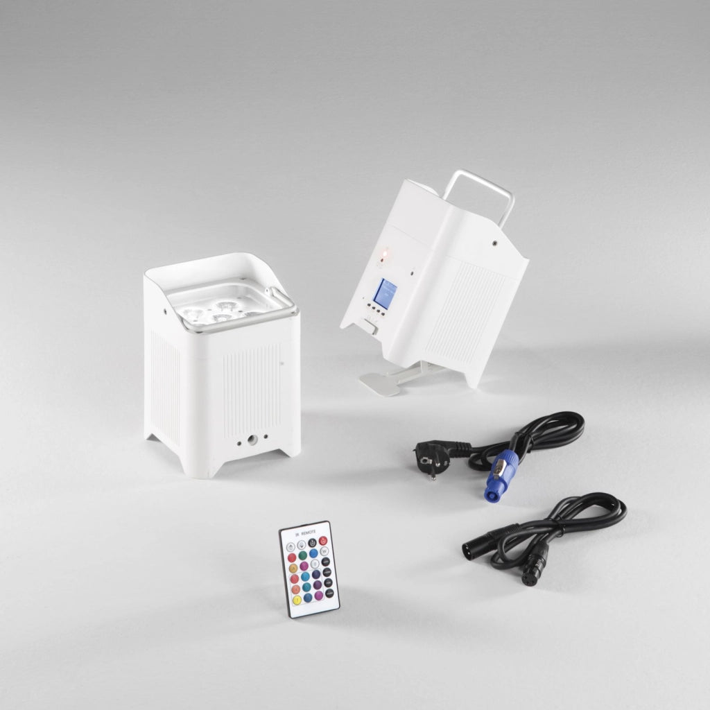 PROIETTORE LED SHOW RICARICABILE 108W RGBW+UV Wi-Fi IP22 13,6X13,6X19,6CM