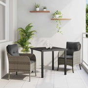Set da Pranzo per Giardino con cuscino 3 pcs Grigio polyrattan 3380162
