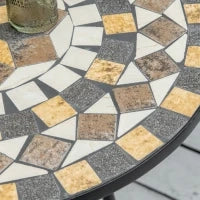Tavolo da Giardino Rotondo in Metallo e Mosaico per Esterno e Interno, Ф60x71cm, Nero