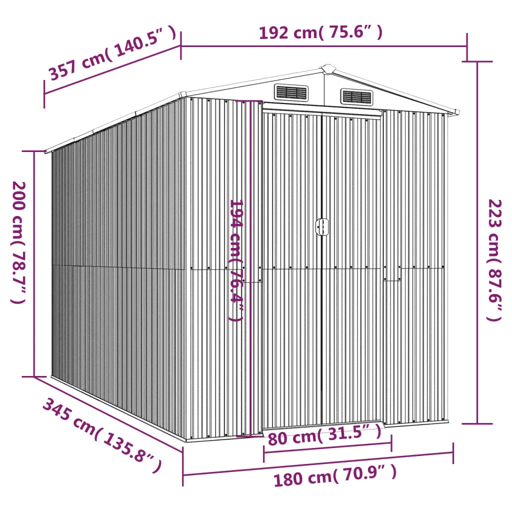 Capanno Giardino Marrone Chiaro 192x357x223cm Acciaio Zincato cod mxl 65837