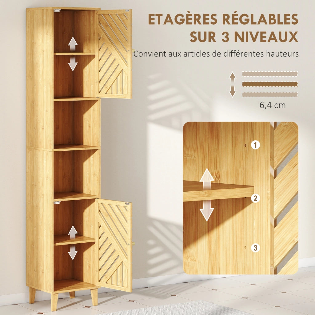 Armadio da bagno colonna ¨C zephmum ¨C legno naturale 32x30x170cm