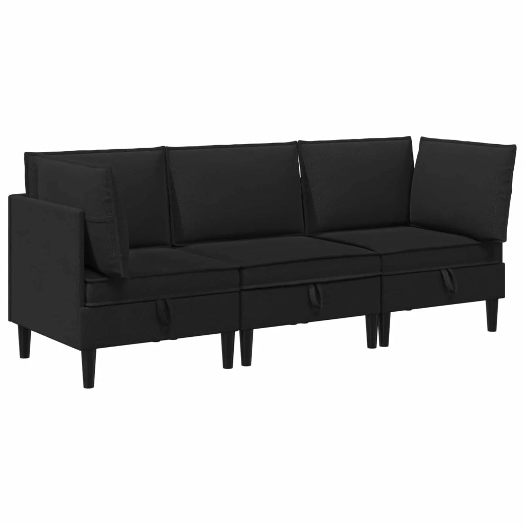 Set di mobili per il soggiorno 3 pcs Nero Tessuto