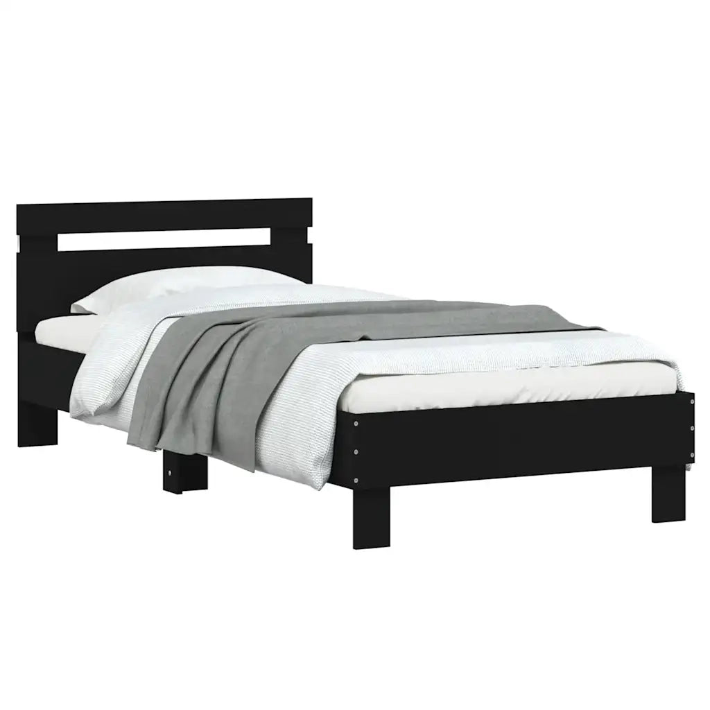Giroletto con Testiera e LED-Struttura Letto con testiera Nero 75x190 cm 432237