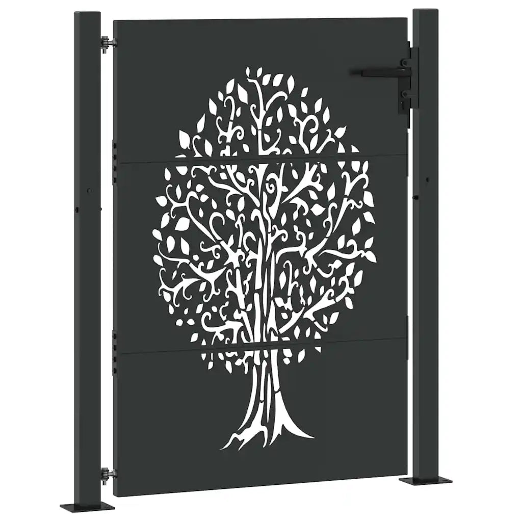 Cancello da giardino con blocco Nero 110 x 130 cm