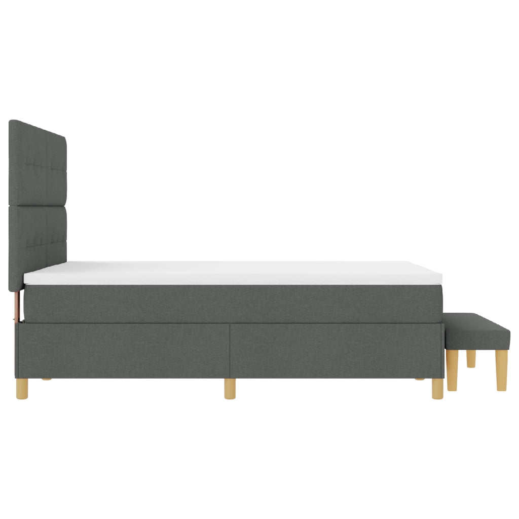 Letto con Box Spring e Panchina Grigio Scuro 160x200 cm Tessuto