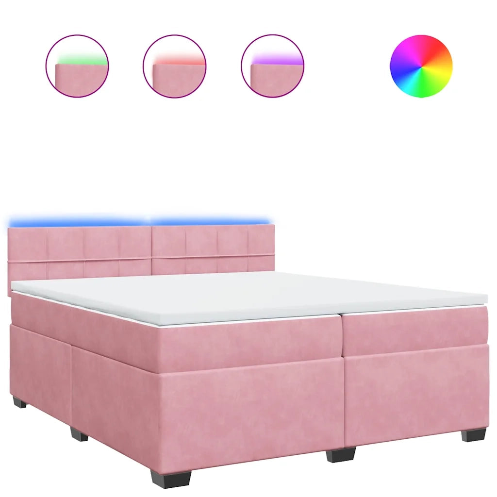 vidaXL Giroletto a Molle con Materasso Rosa 200x200 cm in Velluto