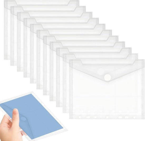 Pacchetto con 10 fodere per documenti A5 23x18cm, fodere per documenti A5, cartellino A5, fodere per documenti A5, fodere per documenti A5 per archiviazione, fodere trasparenti per documenti A5.