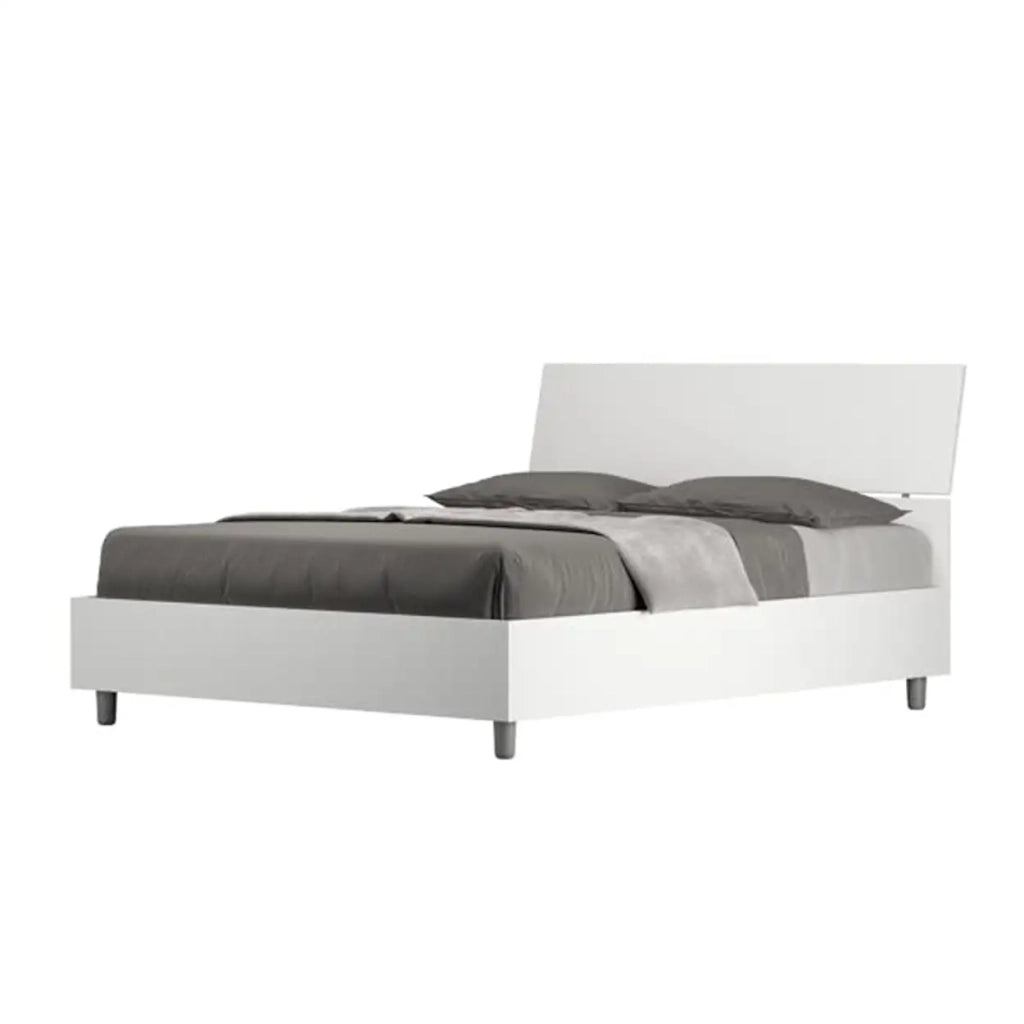 Letto matrimoniale francese contenitore 140x190 testata inclinata bianco frassino Demas