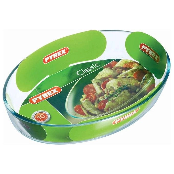 Pyrex 345B000-5014 Essentials Teglia Ovale in Vetro Borosilicato 30x21 cm 2.2 L Resistente -40°C 300°C Lavastoviglie Forno Microonde Freezer