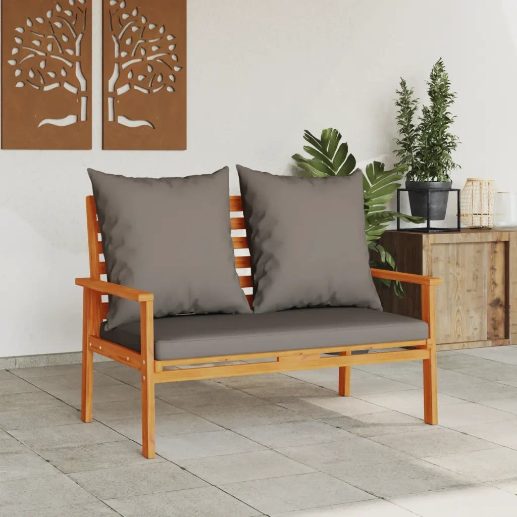 Panca Divano da Giardino-Panca da esterno 120 cm Cuscini Legno Massello Acacia 291787