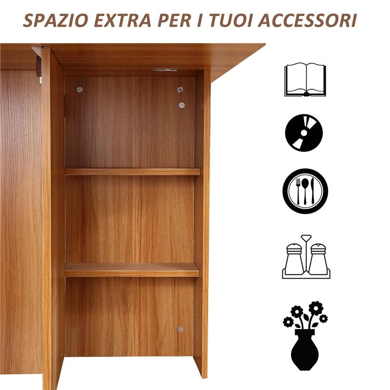 TAVOLO DA PRANZO PIEGHEVOLE 140 X 80 X H74 CM IN LEGNO NATURALE