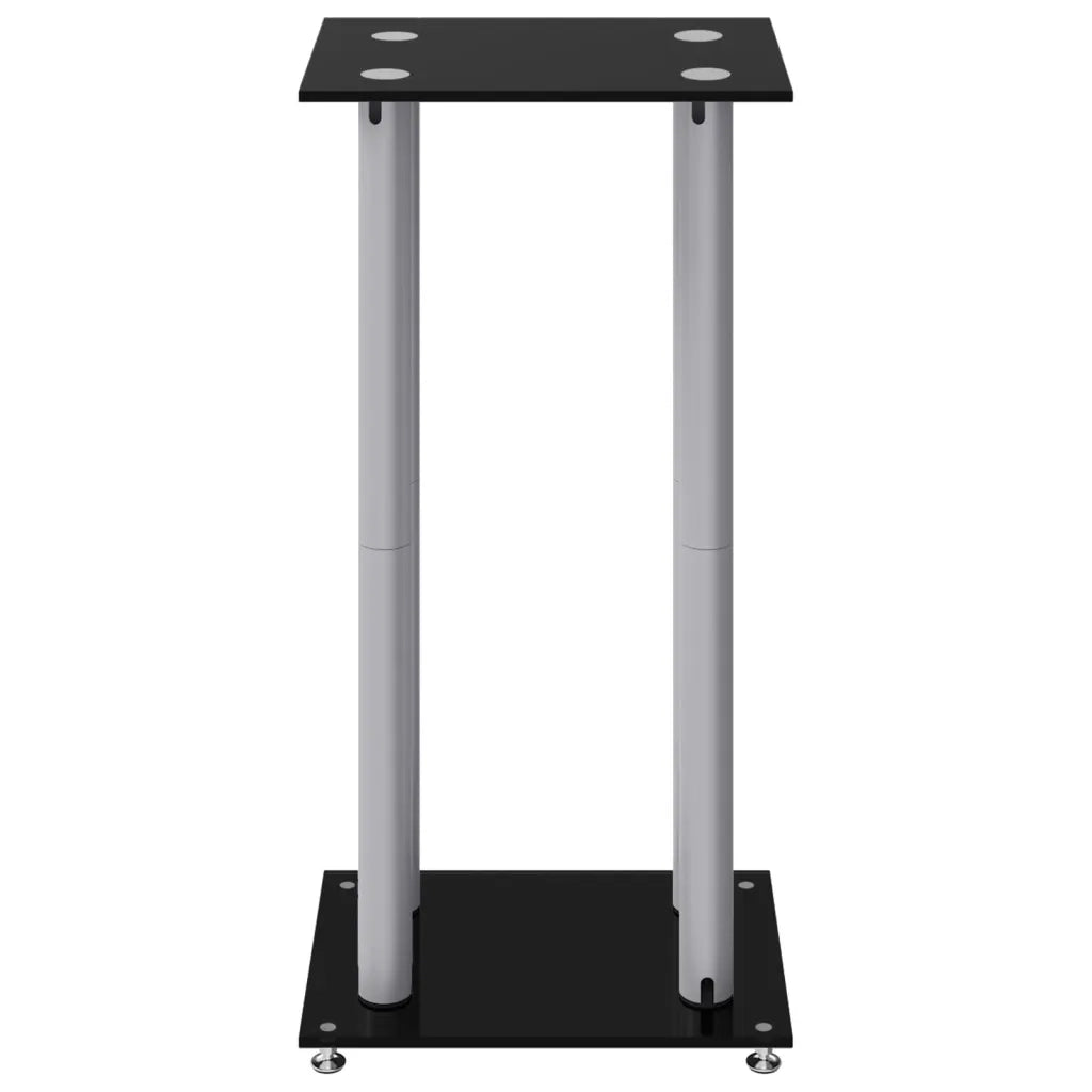 Pedane Casse 2 pz Nero Argento Vetro Temperato Design 4 Pilastri CFW7960087