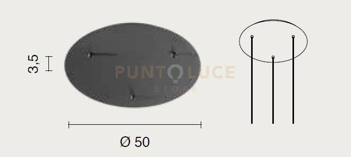 OBA0027 BASE TONDA 3 FORI NERO D.50CM H.3,5CM PER SOSPENSIONE