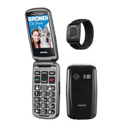 BRONDI AMICO SICURO PLUS (NERO) - TELEFONO CELLULARE PER ANZIANI - TASTO SOS - CONTROLLO REMOTO - ANNUNCIO VOCALE - BASE DI RICARICA