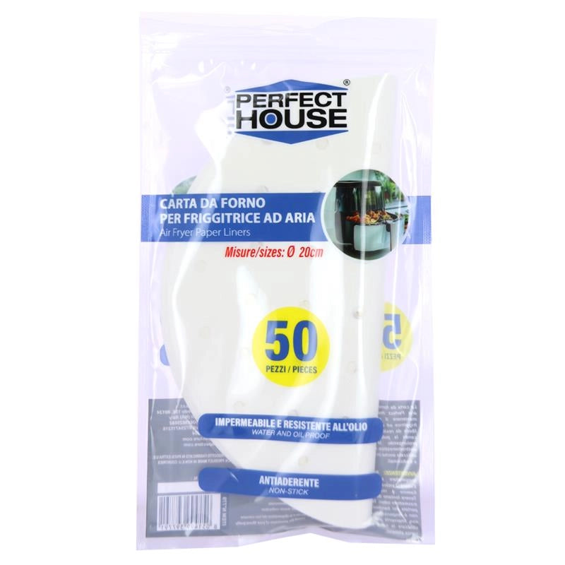 PERFECT HOUSE CARTA DA FORNO PER FRIGGITRICE AD ARIA ROTONDO 50PZ DIAMETRO 20 CM