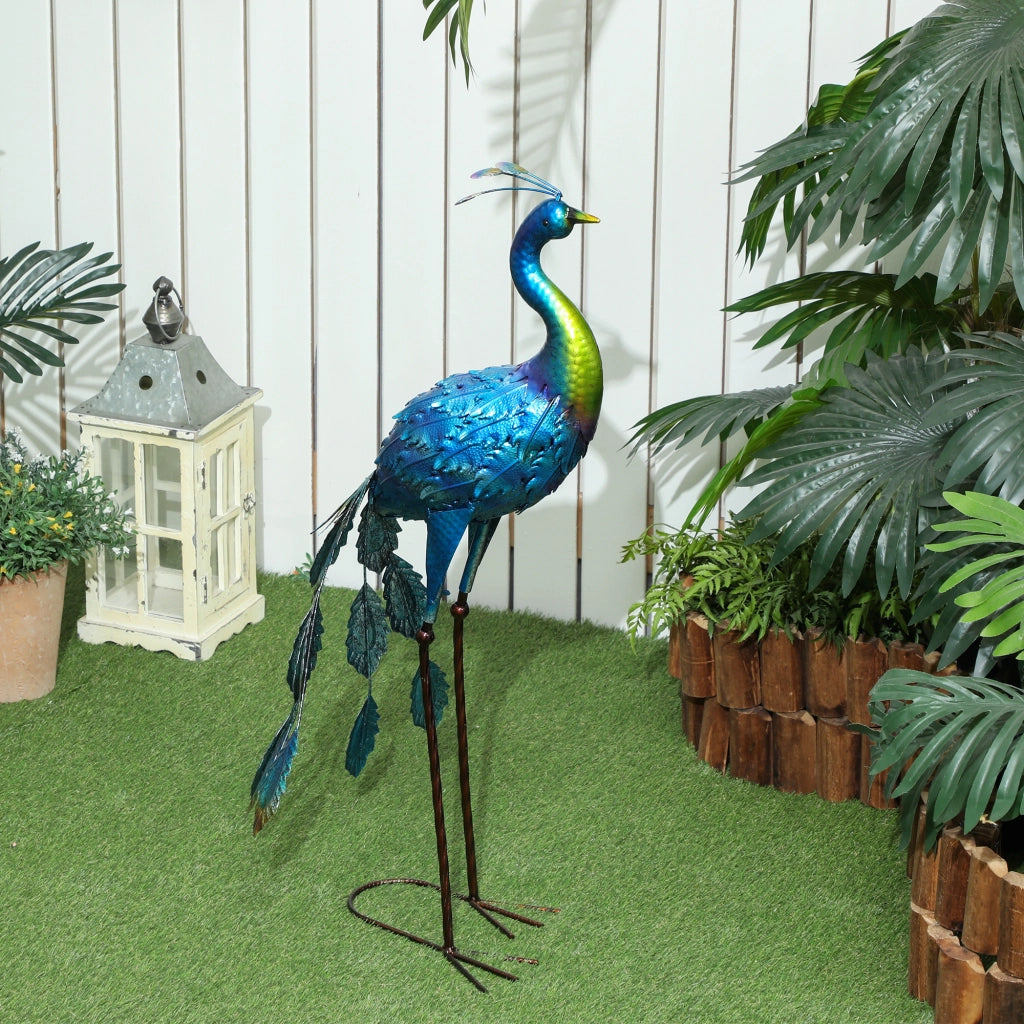 Statua Pavone Giardino ¨C zephmum ¨C Metallo Multicolore 40x43x83 cm