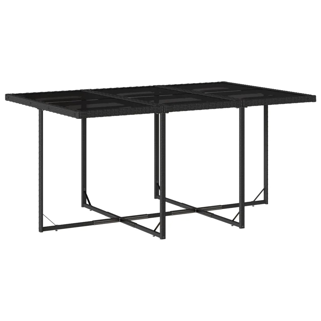Set da Pranzo da Giardino 7 pz Nero con Cuscini in Polyrattan 3277853