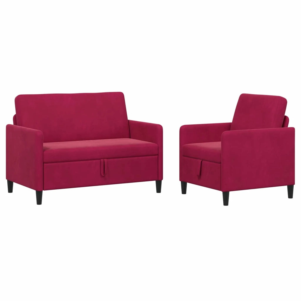 Set di Divani con Storage 2 pz Rosso Vino Poliestere 3429167