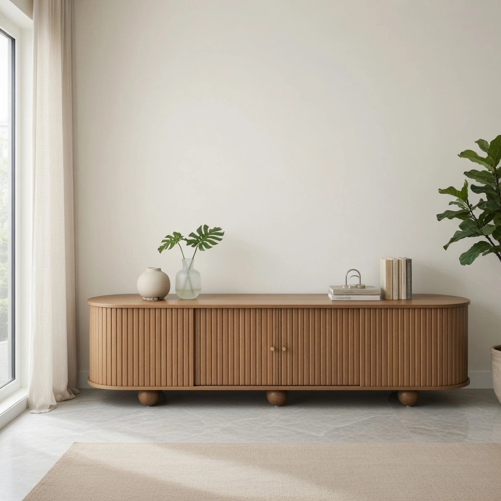 Lowboard per TV in noce; MDF; 180 cm