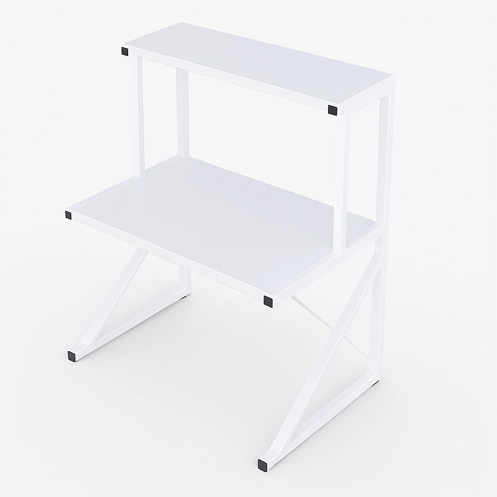 Scaffale Cucina Porta Microonde con 2 Ripiani Metallo e Legno 69x37x54cm Moderno Bianco