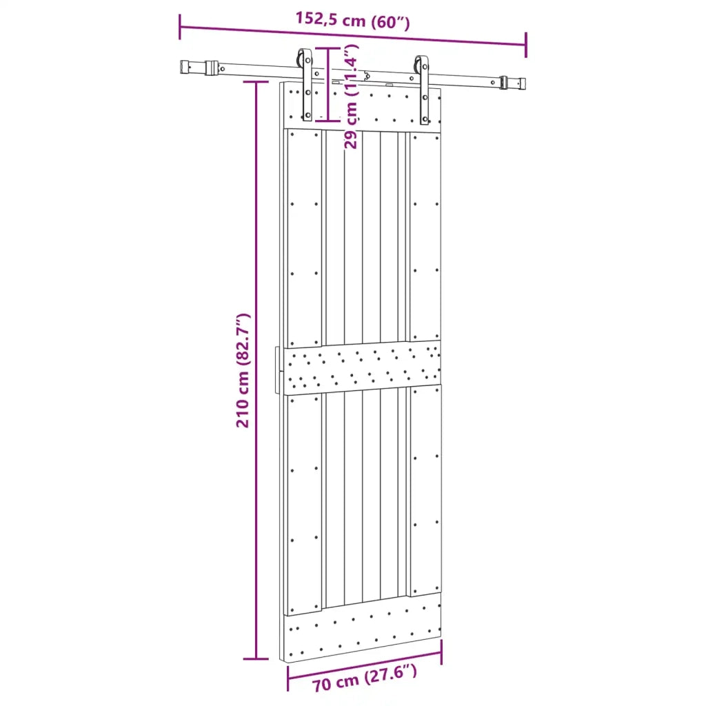 Porta scorrevole NARVIK Naturale e Nero 70 x 210 cm (152,5 cm)