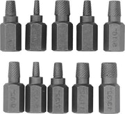 Set di 10 estrattori per viti danneggiate - 1/4 pollici e 9/32 pollici - attrezzo per rimozione viti con chiusura in acciaio.