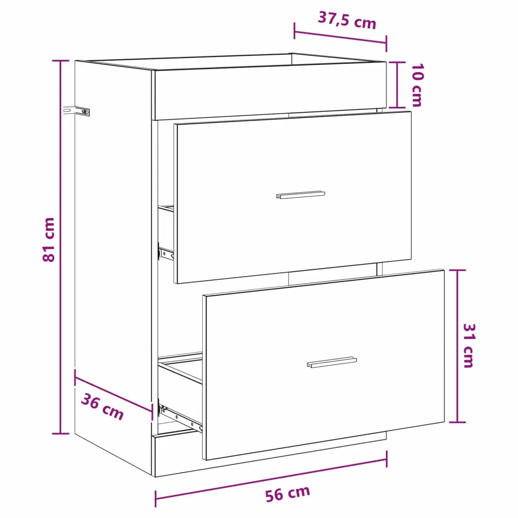 Mobiletto da Bagno Sotto Lavabo Rovere Artigianale 890711