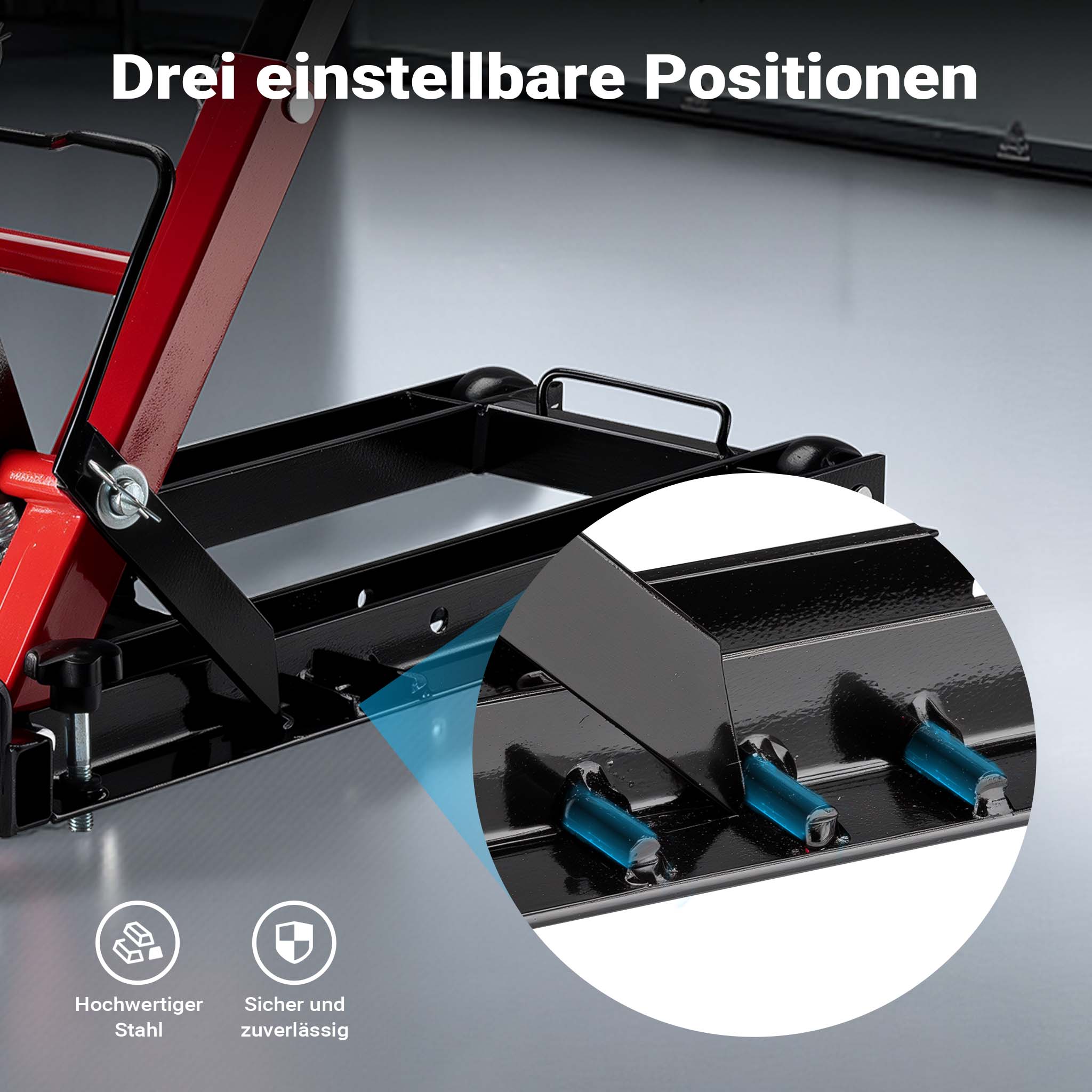 Sollevatore per trattorino 3in1, alza moto e quad, max 530 mm, Martinetto idraulico a carrello