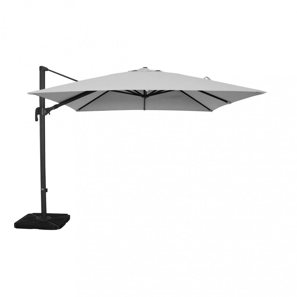 Ombrellone da Giardino Nettuno Lux Decentrato 3x3 m in Alluminio Nero Telo Grigio Chiaro