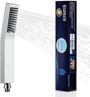 Douche a pioggia alta pressione per bagno con economia d'acqua e spruzzatori anti-calcare, forma rettangolare, douchettura in ottone, finitura cromata